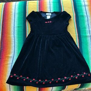 Black Velvet Red Roses Dress